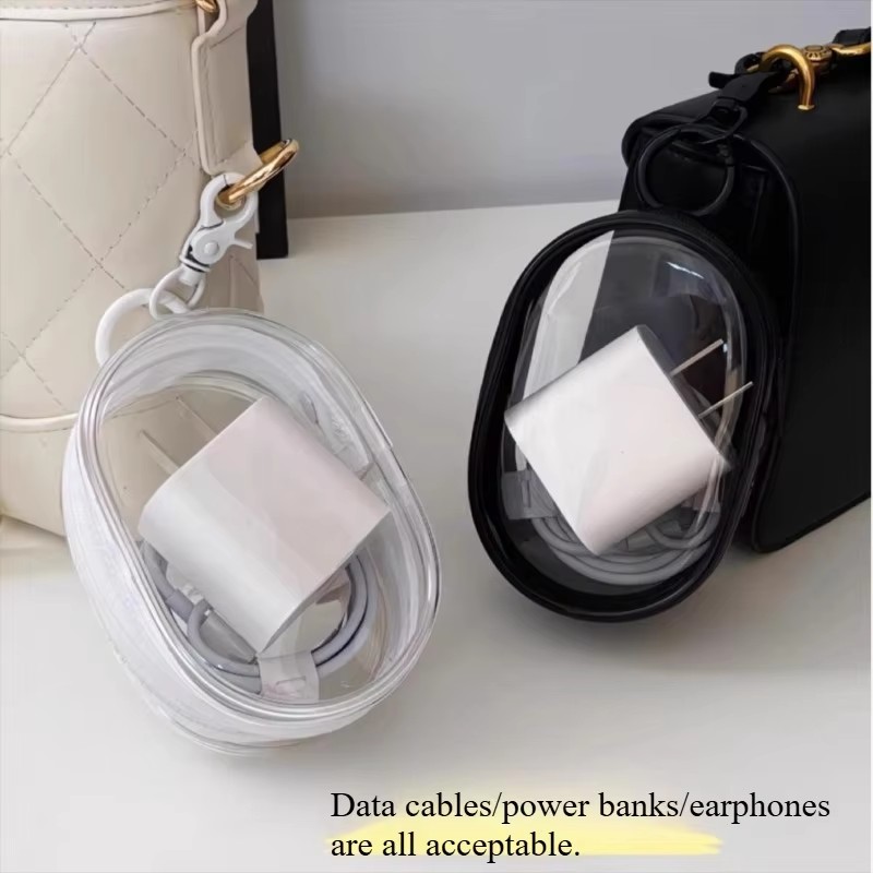 Cable Winder Keychain - حقيبة تخزين صغيرة محمولة شفافة بسحاب