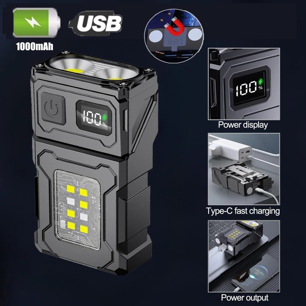 Keychain Flashlight - 180 ° مصباح يدوي LED قابل