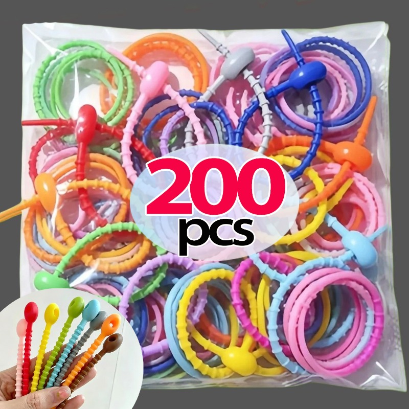 Cable Winder Keychain - 10/200 قطعة من روابط الكابلات السيليكونية