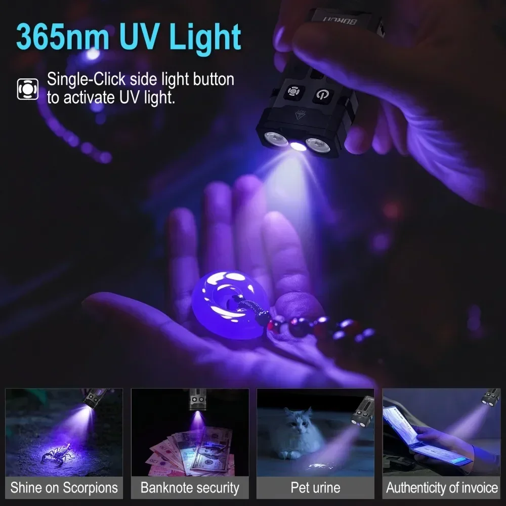 BORUiT EV20 1100LM EDC UV المف - مراجعة Keychain Flashlight وسعره