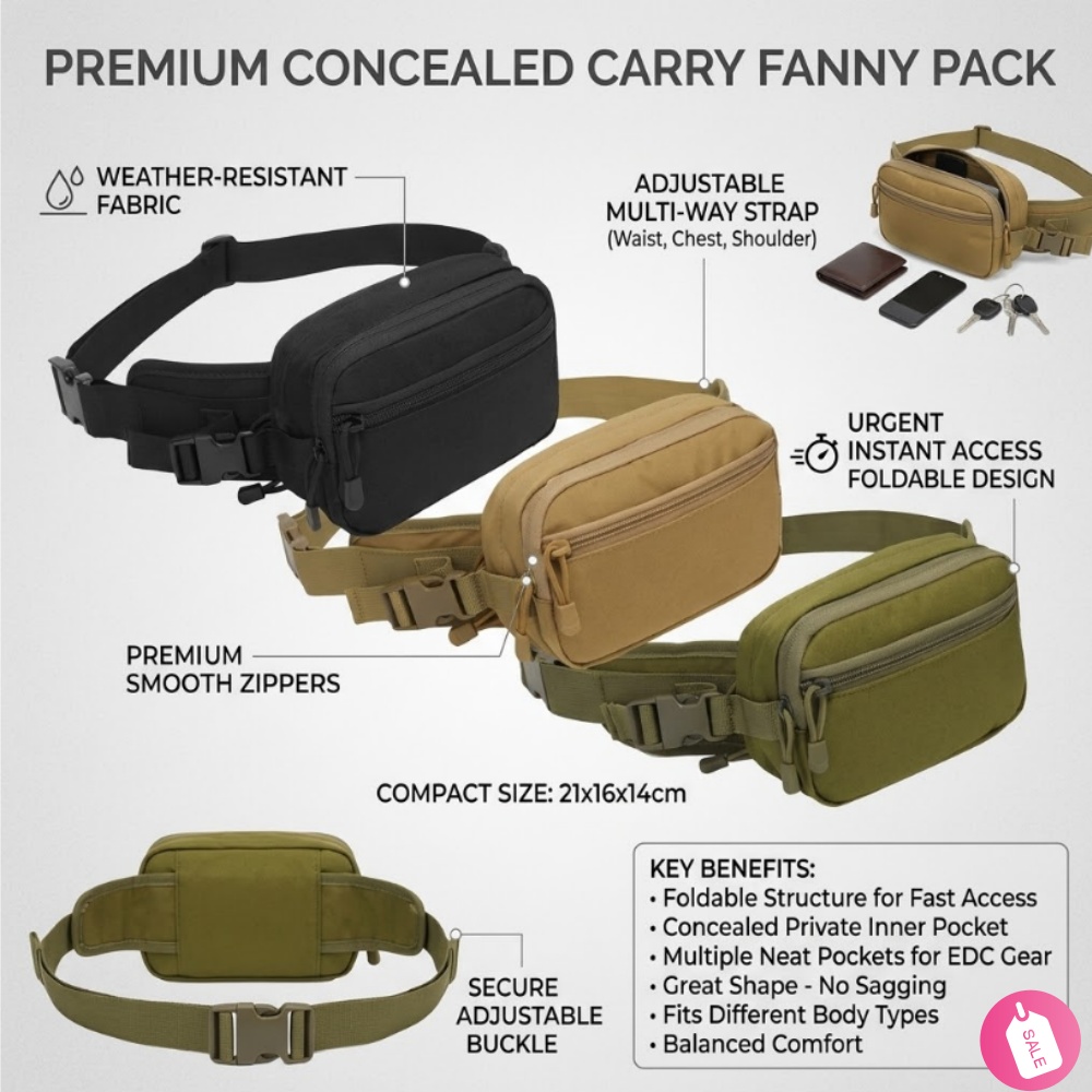 حقيبة خصر تكتيكية للحمل المخفي - مراجعة Edc Carry Bag For Men وسعره